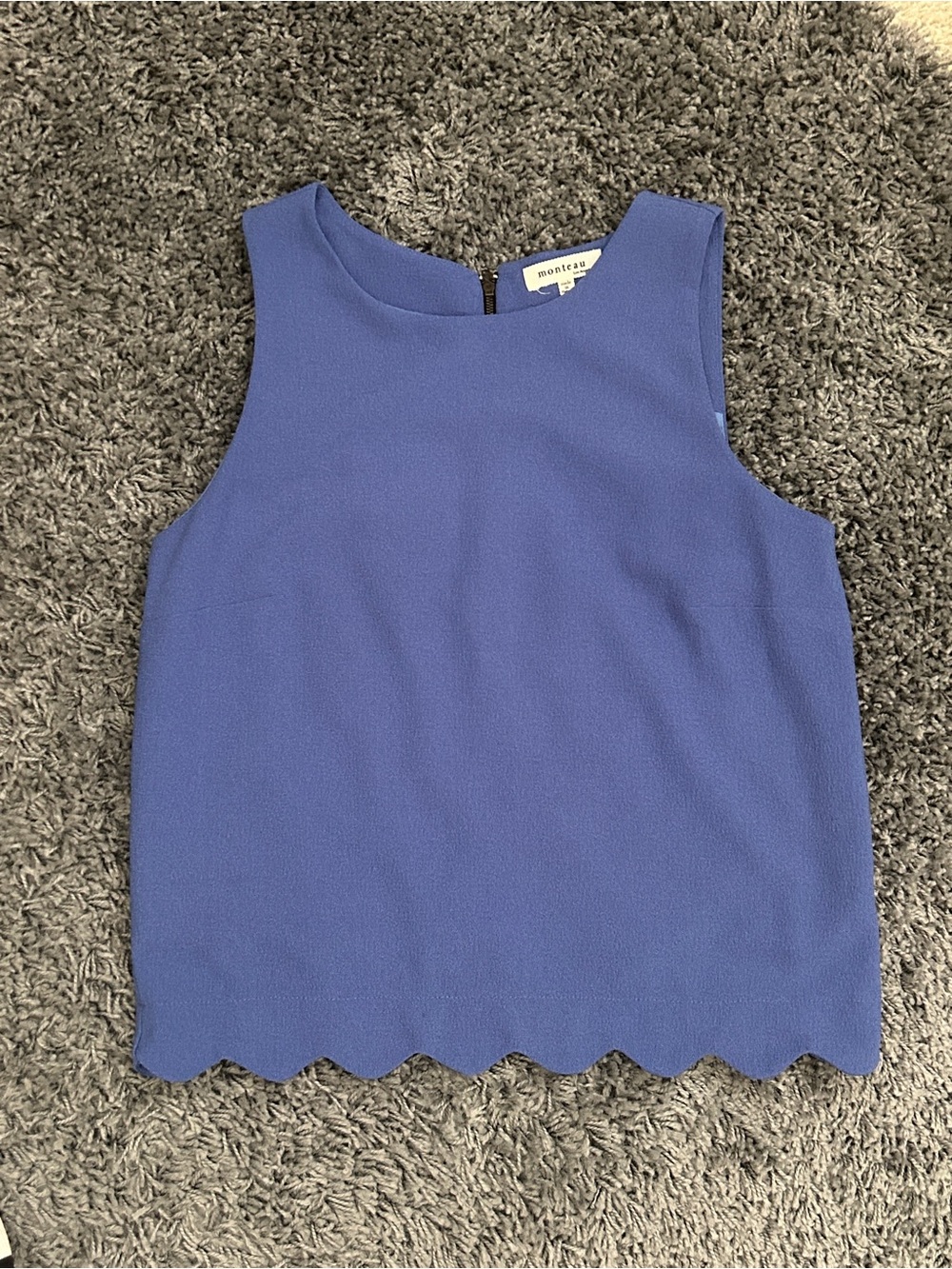 Scallop Hem Sleeveless Top - Cornflower Blue Tank Top - Ann Taylor Blouse Medium